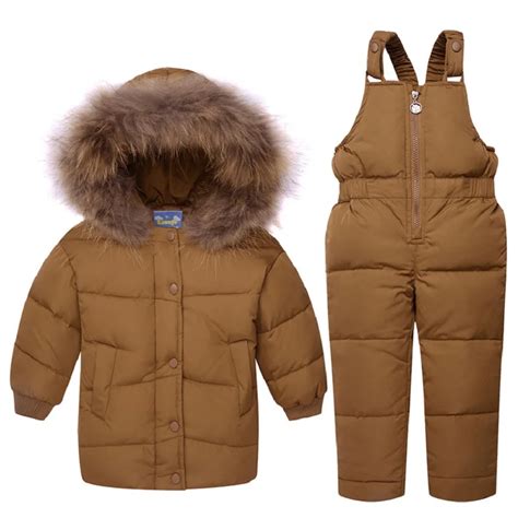 Winter Infant Boy Clothes Set 1 3Y Baby Solid Feather Down Jacket Toddler Jumpsuit Sets Kids ...