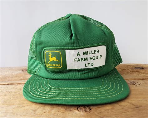 Vintage JOHN DEERE A. Miller Farm Equip Ltd Classic Green Mesh Trucker Hat Patch Snapback ...