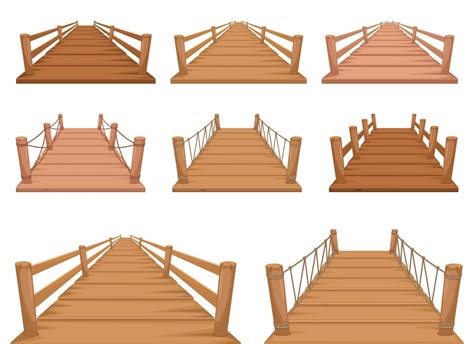 Wooden bridge vector design illustration set isolated on white background 2004359 Vector Art at ...