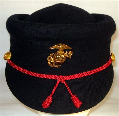 USMC Marine Enlisted Female Service Dress Blues Blue Hat Cap Cover Rare Obsolete