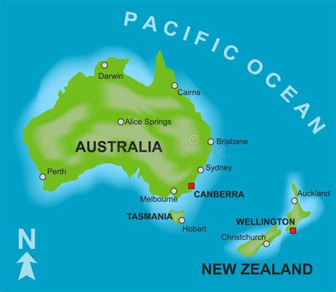 Map of Australia and New Zealand Stock Vector - Illustration of plan ...