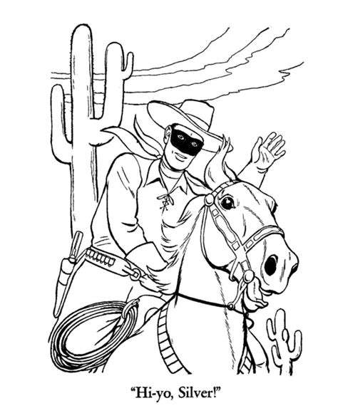 The Lone Ranger and Tonto Coloring Page sheets - Lone Ranger rides Silver - Free Printable TV ...