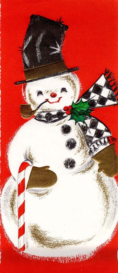 Christmas vintage greeting card with snowman | Merry christmas vintage ...