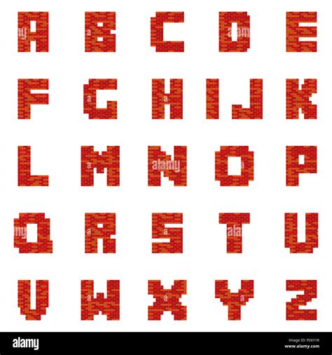 Red Brick Letters. Font - Typeface - Alphabet Stock Photo - Alamy