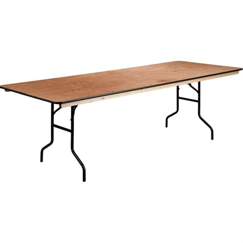 8-Foot Rectangular Wood Folding Banquet Table with Clear Coated Finished Top - Walmart.com ...