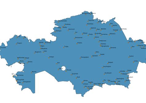 Map of Kazakhstan With Cities SVG Vector - Cities Map