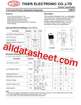 LM317T Datasheet(PDF) - Tiger Electronic Co.,Ltd