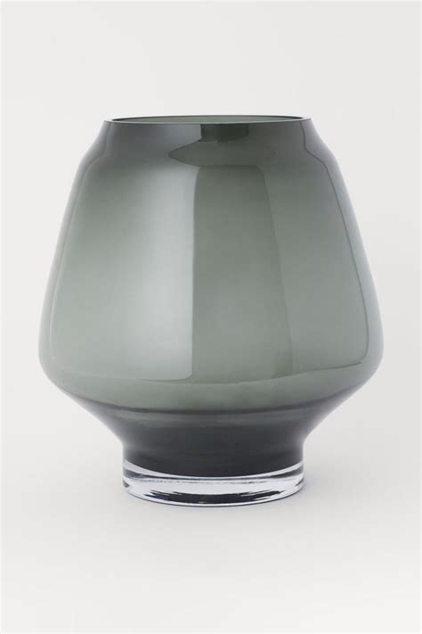 Large Glass Vase - Dark gray - Home All | H&M US | Large glass vase, Small glass vases, Round ...