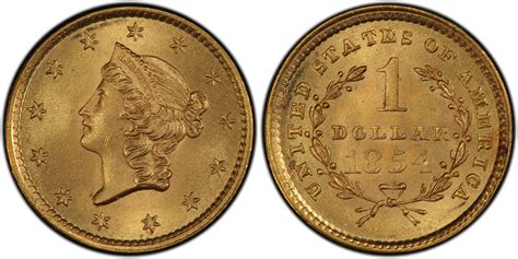 1854 G$1 Type 1 (Regular Strike) Gold Dollar - PCGS CoinFacts