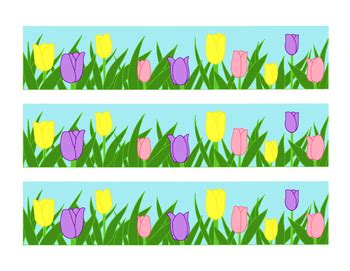 Pink Yellow Purple Tulip Bulletin Board Border Printable Spring Flowers