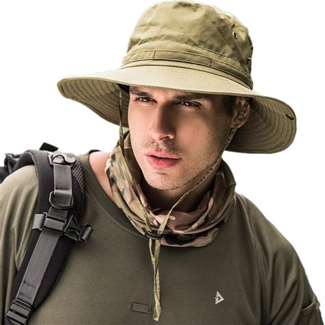 Gshy Men's Outdoor Sun Hat, Quick Drying Waterproof Summer Hat for Fishing, Hiking, Camping ...