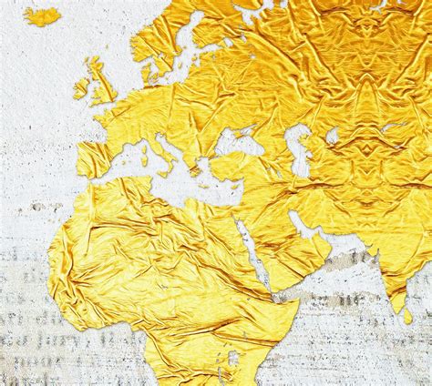 Gold World Map Wallpaper Modern Wall Mural Modern Home Decor For Living ...