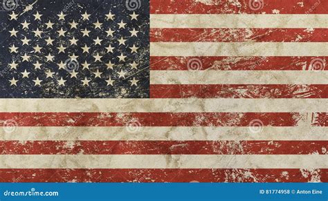 Old Grunge Vintage Faded American US Flag Stock Illustration ...