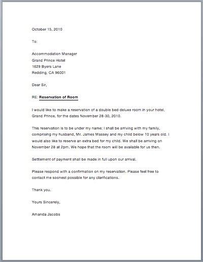 Hotel Reservation Cancellation Letter Sample | Master of Template Document