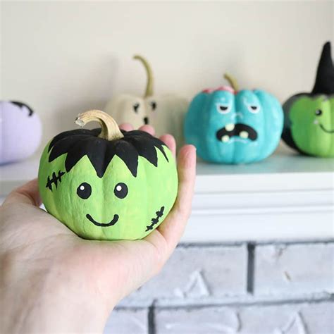 Easy Painted Pumpkins: How to Paint Simple Monster Faces - Aubree Originals