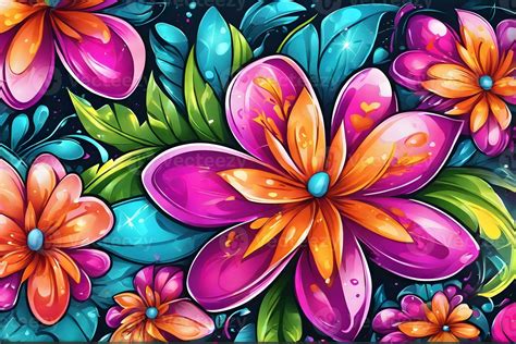 Flower Graffiti Wallpaper, Graffiti Background, Floral Graffiti Pattern ...