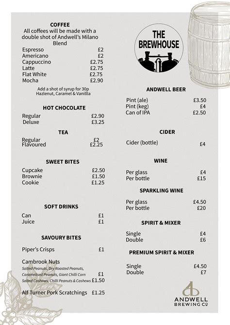 Brewhouse Menu – Andwell Brewery