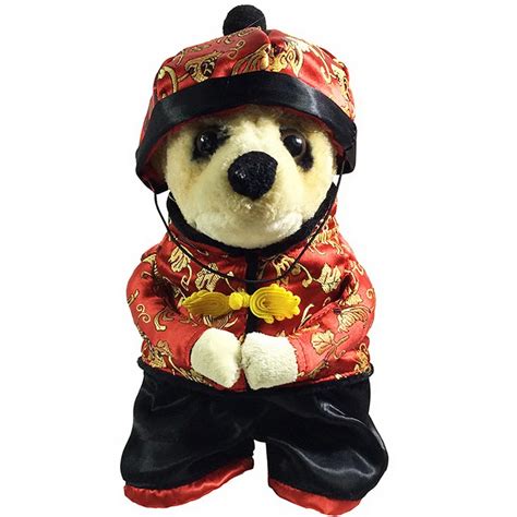 2018 chinese new year costume for dog cat Pet Costume with Hat Print Dog Coat Winter-in Dog ...