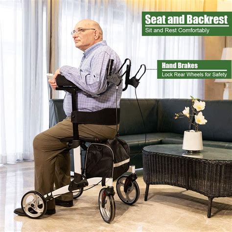 Premium Combo Standing Upright Rollator Walker With Seat And Brakes ⋆ Wiiodropshipping