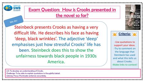 Exam Question: How is Crooks presented in the novel so far? - ppt download