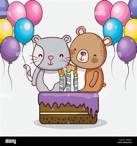 Tarjeta de feliz cumpleaños dibujos animados Imagen Vector de stock - Alamy