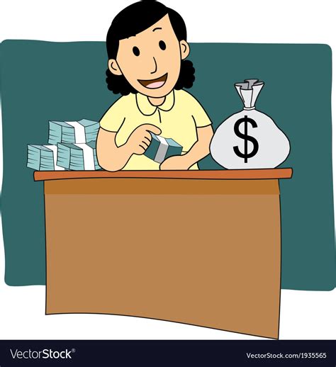 Businesswoman counting money cartoon Royalty Free Vector