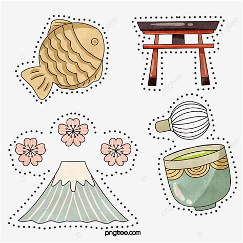 Japanese Style PNG Picture, Cute Style Japanese Element Stickers, Japan ...