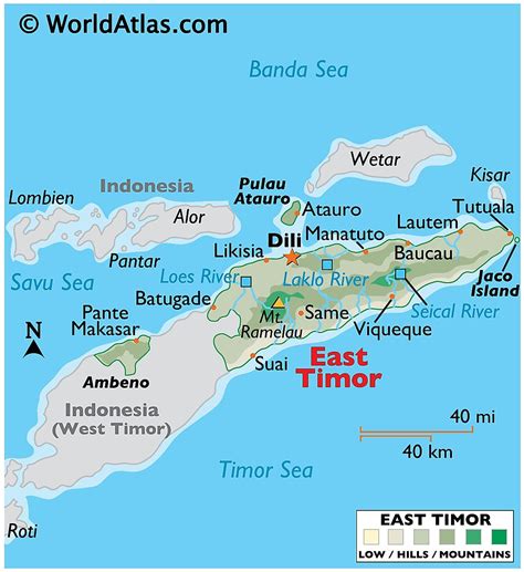 Bản đồ đất nước Đông Timor (Timor Leste Map) Khổ lớn, Phóng to 2024