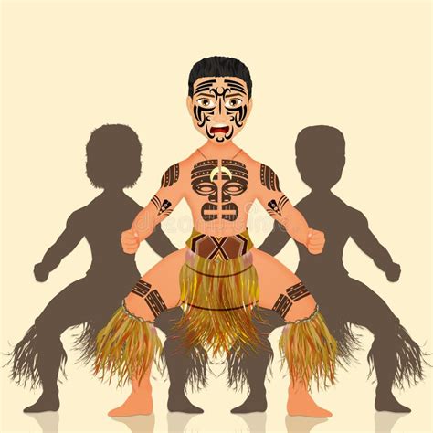 Maori dance at sunset stock illustration. Illustration of kapa - 67022332