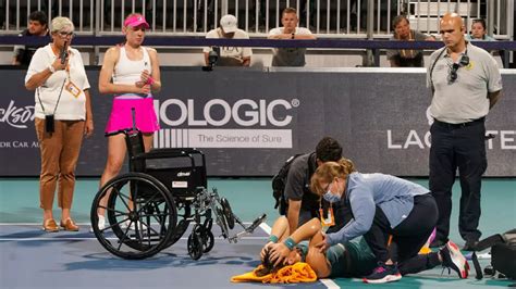 Bianca Andreescu leaves court in wheelchair after suffering ankle injury