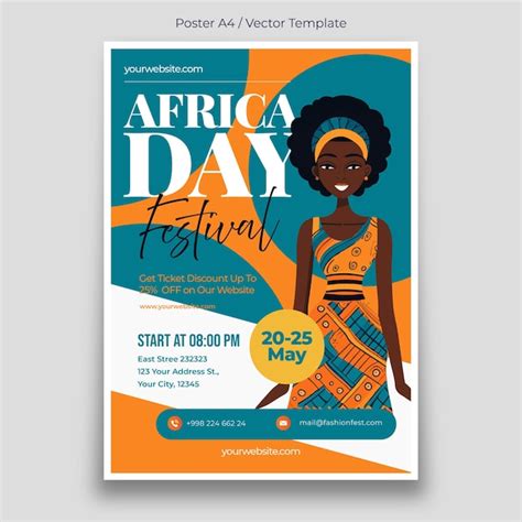 Premium Vector | Africa day festival poster template