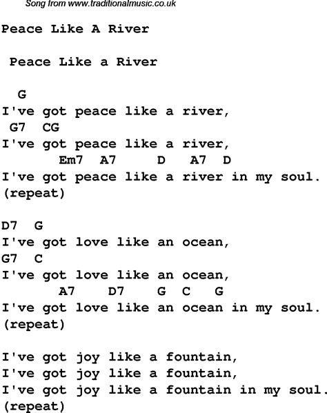 Peace Like A River - Christian Gospel Song Lyrics and Chords