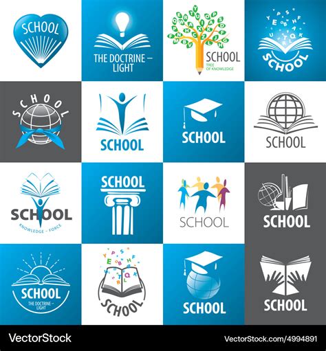 Large collection of logos school Royalty Free Vector Image