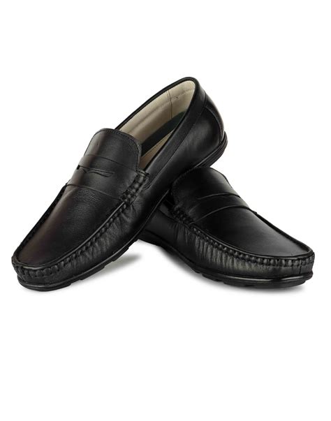 Black Loafers – Buy Black Pure Leather Loafers : Article-230 | Agra ...