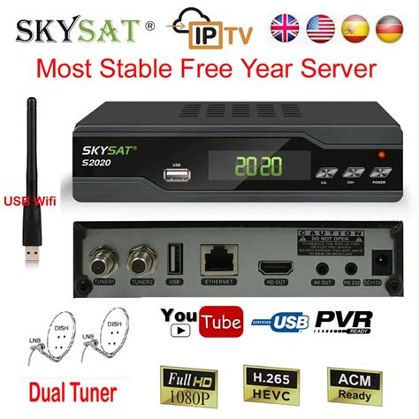 Skysat H.265 Satellite TV Receiver Decoder IPTV M3u S2020 HD DVB S2 + USB Wifi Most Stable IKS ...