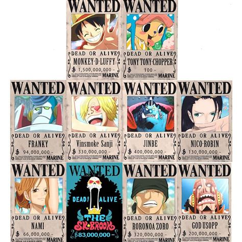 ONE PIECE WANTED POSTER (10 PCS.) STRAWHAT PIRATES | Shopee Philippines