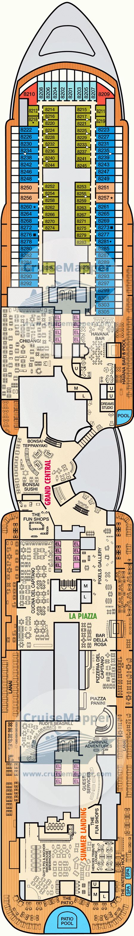 Carnival Mardi Gras deck 8 plan | CruiseMapper