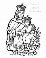 Our Lady Of Mt Carmel Coloring Sheets  Tatuaje Virgen María sketch template