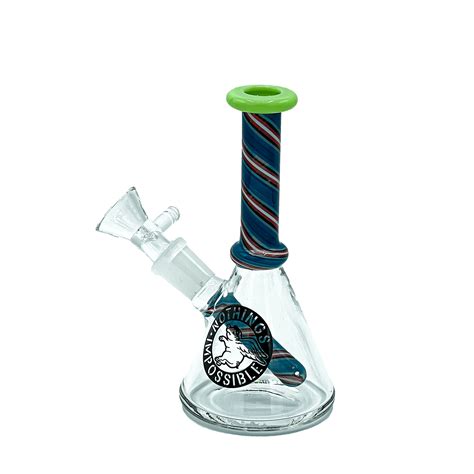 Beaker Bong w/ Colored Neck - 6" - Nothing's Impossible