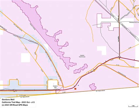 Imperial Sand Dunes North, Glamis - California Trail Map