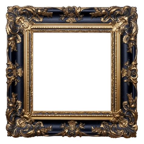 Premium Photo | A gold frame with a black border and gold leaf design.