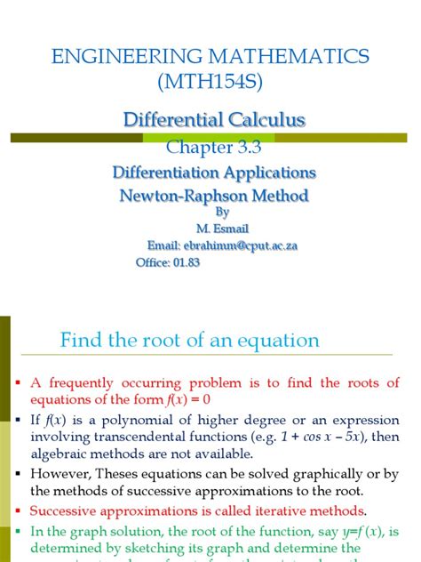 Lecture 3 - Differentiation Applications | PDF | Zero Of A Function | Equations