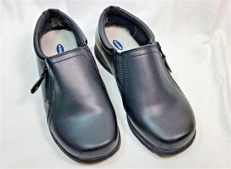 Dr Scholls Womens Size 6W Leather Black Slip On Zip Walking Work Nurse ...