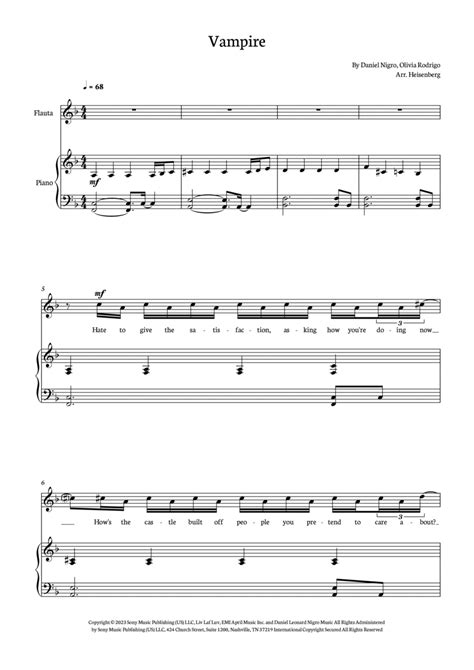 Vampire by Olivia Rodrigo - Flute Solo - Digital Sheet Music | Sheet Music Plus