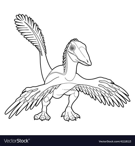 Cute microraptor isolated on a white background Vector Image