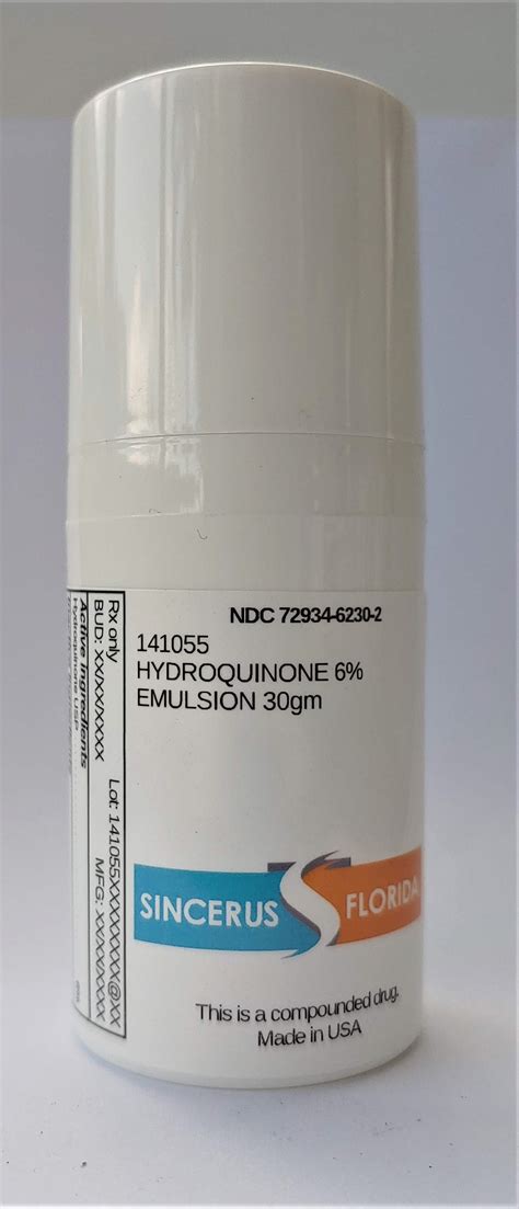 141055 HYDROQUINONE 6% (Sincerus Florida, LLC): FDA Package Insert