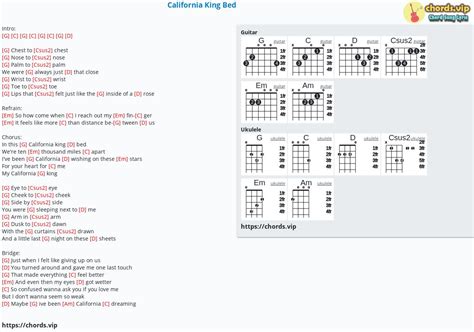 Chord: California King Bed - tab, song lyric, sheet, guitar, ukulele | chords.vip