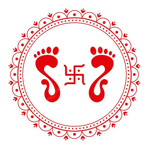 Goddess Lakshmi Feet And Swastika Symbol Mandala Illustration ...