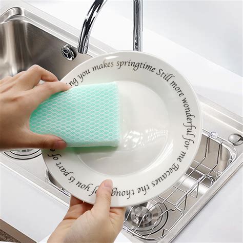 Wholesale Production of Mesh Cloth Combined with Sponge Foaming Rich Kitchen Dishwashing Sponge ...