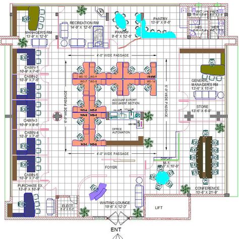 Bank interiors layout plan - Cadbull